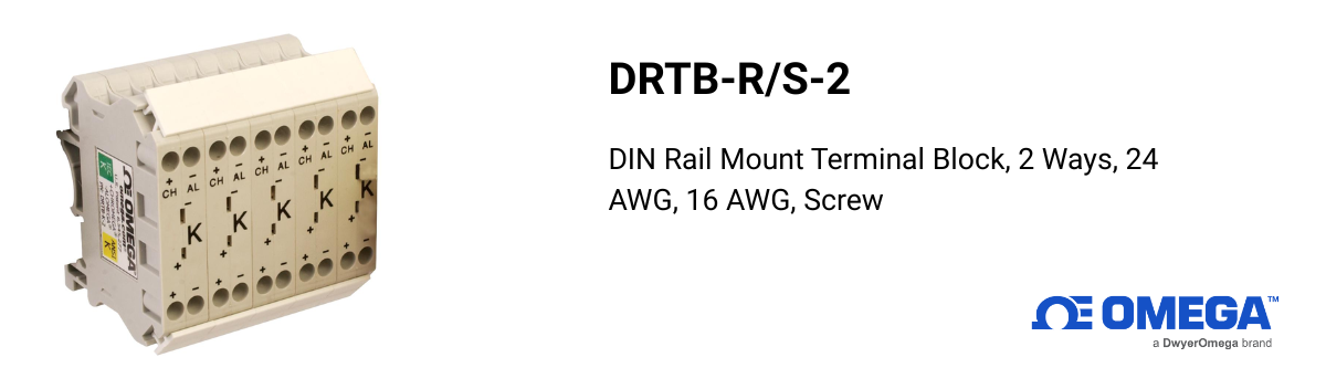 Omega DRTB-R/S-2 DIN Rail Mount Terminal Block – Secure 2-Way Screw ...